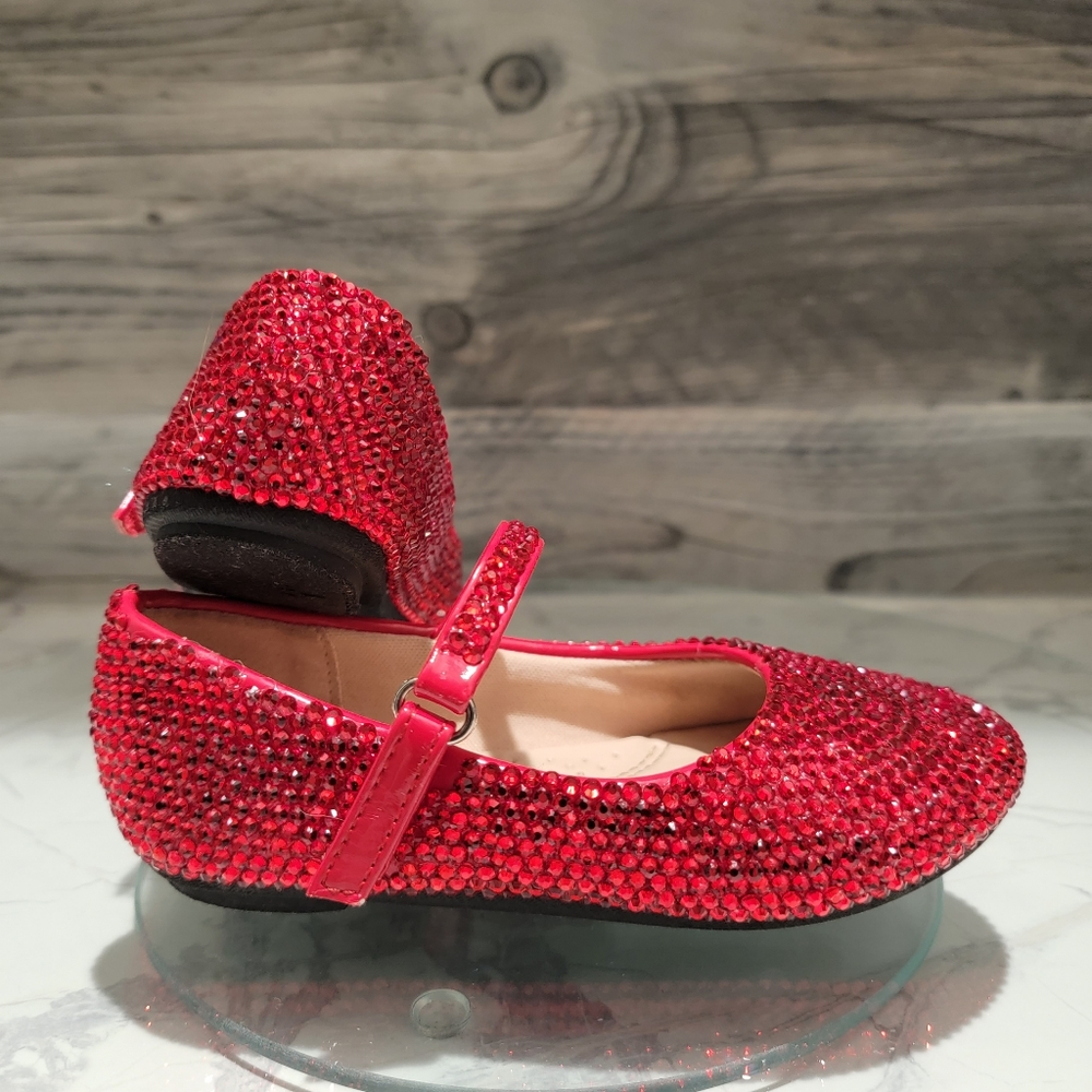 OOAK Custom Ruby Red Rhinestone Pageant Stage Flats Size 8 - Picture 4 of 8